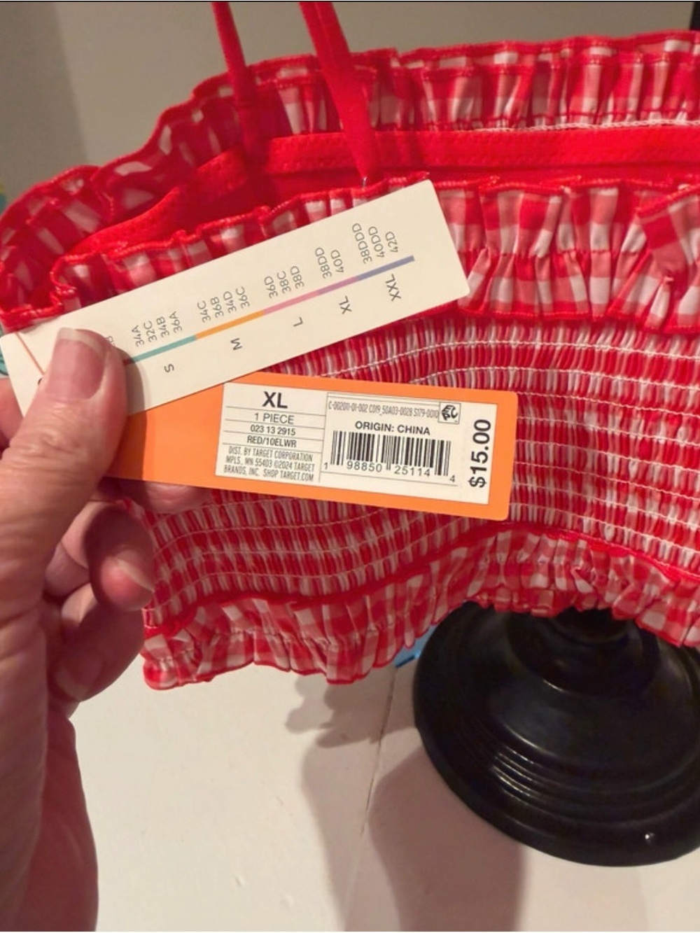 Colsie Red Smocked Ruffle Crop Top - Picture 2 of 3